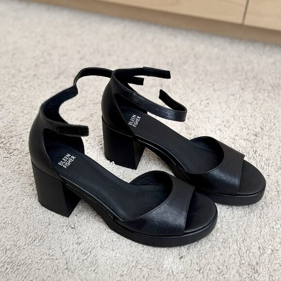 Eileen Fisher Nava Platform Sandal (Women) 8M, BLACK New with Box - Picture 1 of 7